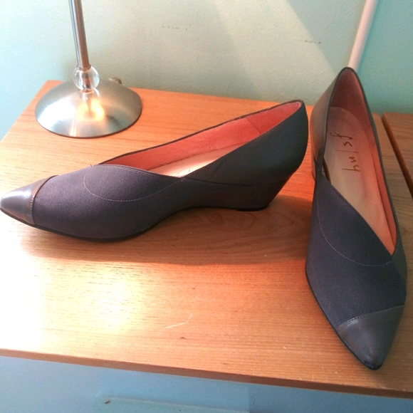 FS/NY genuine grey leather wedge - Picture 1 of 3